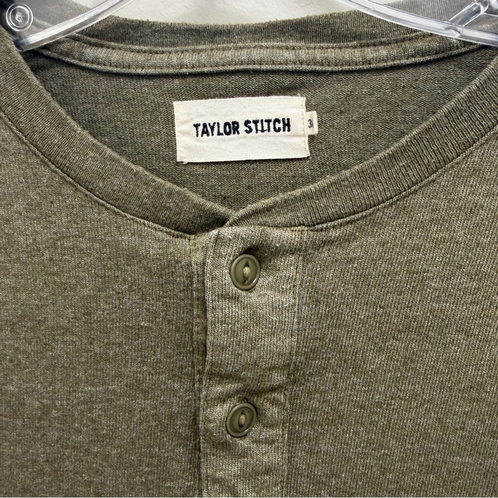 Taylor Stitch The Heavy Bag Henley Shirt Long Sleeve Pullover Olive Army Green - Picture 7 of 8